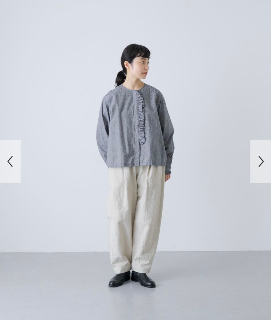 【新品タグ付き】かぐれ コットンシルク フリルブラウス チェック