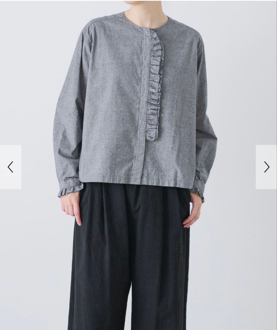 【新品タグ付き】かぐれ コットンシルク フリルブラウス チェック