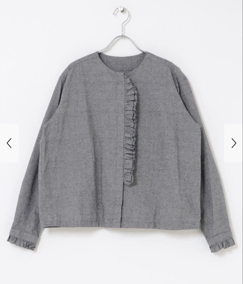 【新品タグ付き】かぐれ コットンシルク フリルブラウス チェック