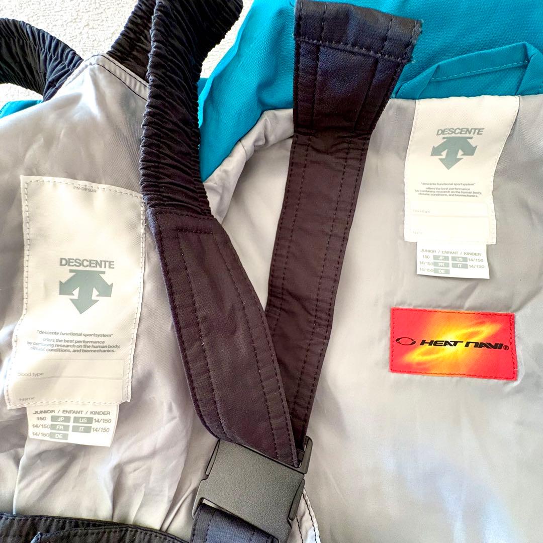 150 デサント　ヒートナビ　スキー　上下　グリーン　ブラック　スノーウェア