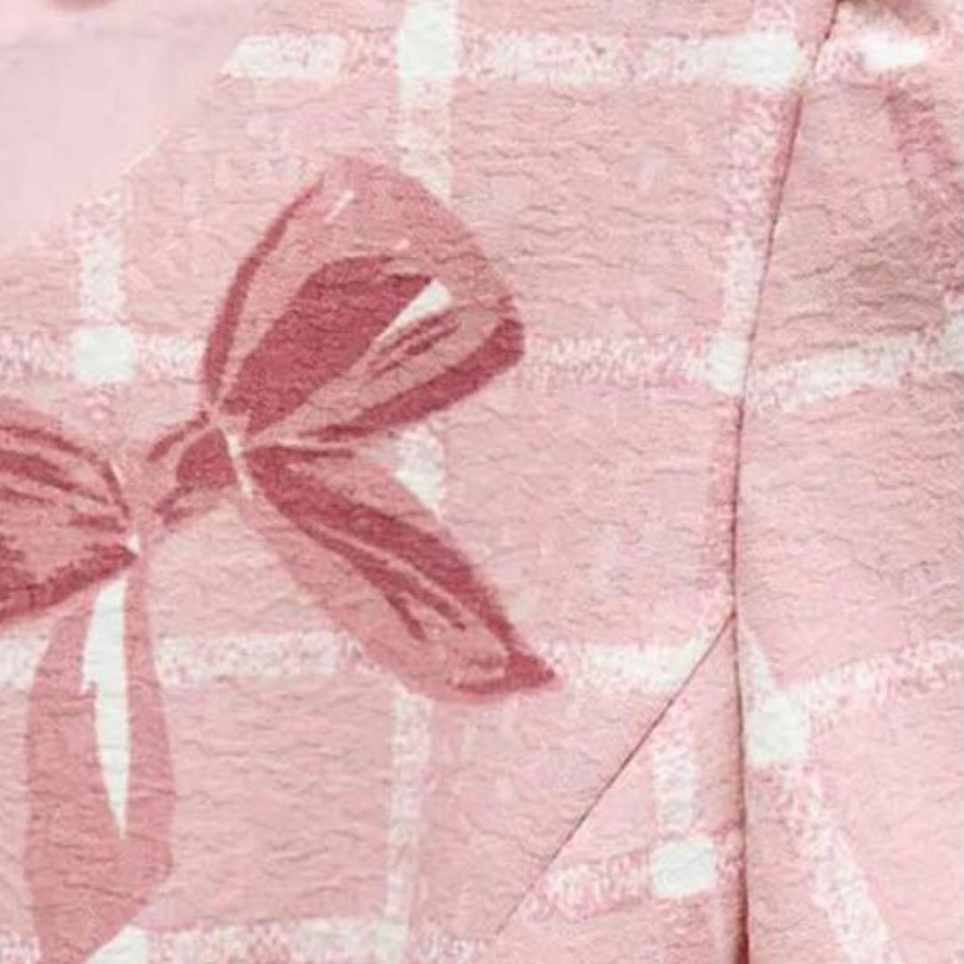 M's カタログ ピンク チェック 格子柄 リボン ワンピース