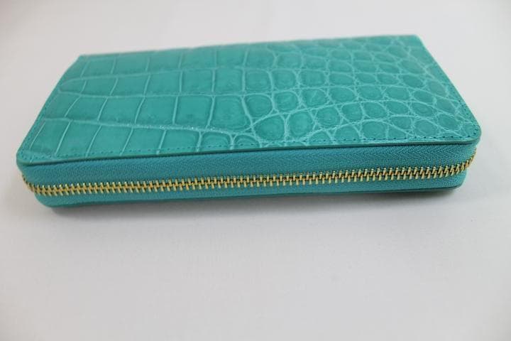 【専用】クロコダイル 財布 本物 シャイニング加工 ラウンド ターコイズブルー