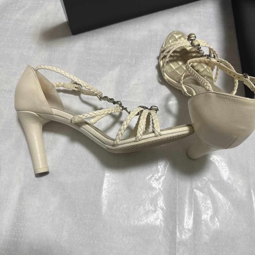 正規品　美品　CHANEL アイボリー ストラップサンダル　36.5 ココマーク