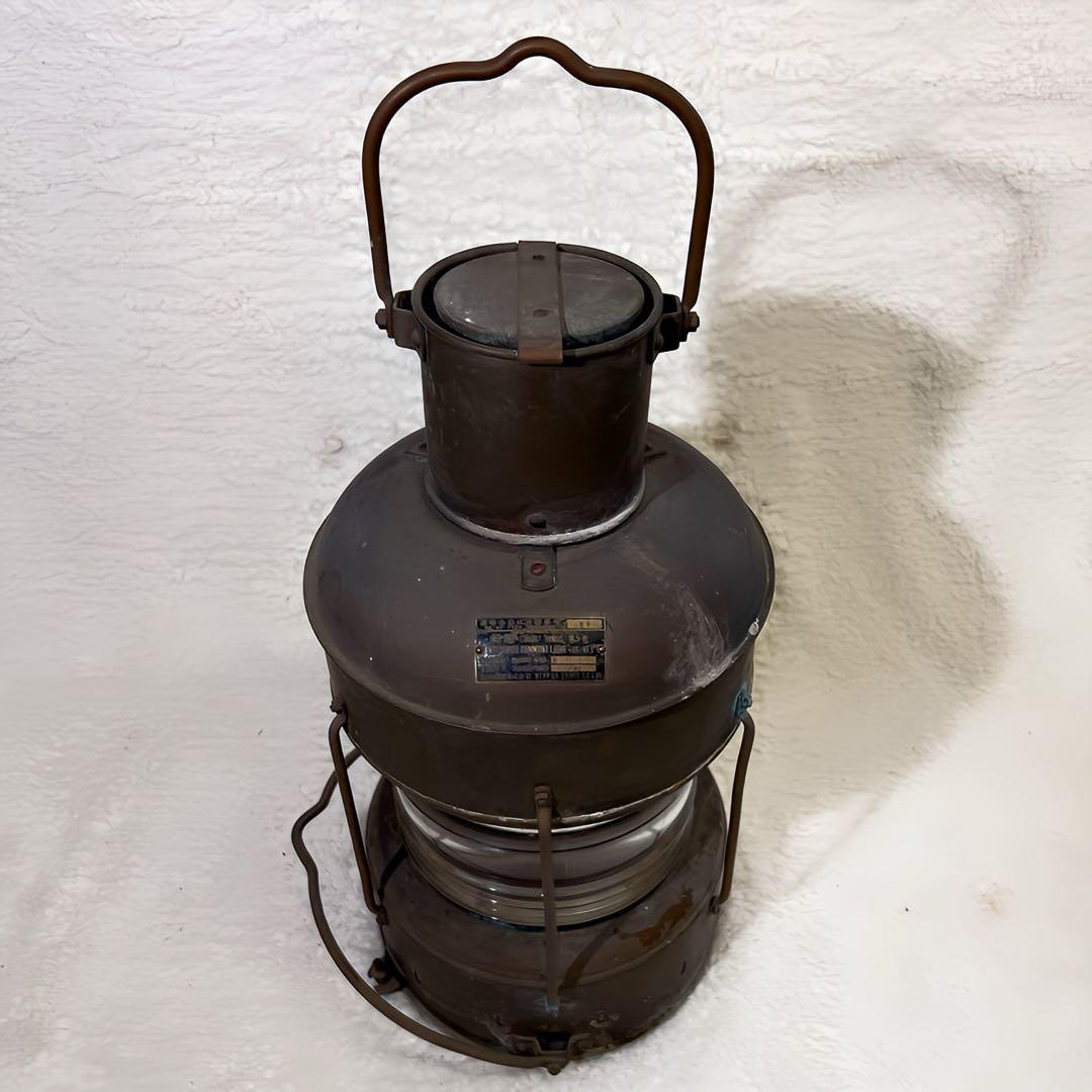 日本船燈 　赤色　左舷灯　大型 オイルランプ 航海灯 昭和レトロ アンティーク