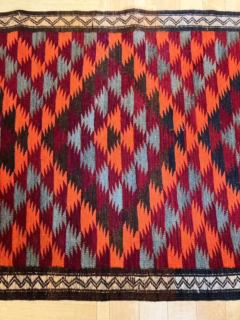90's ヴィンテージラグ 手織りキリム マイマナ産 ウール100%