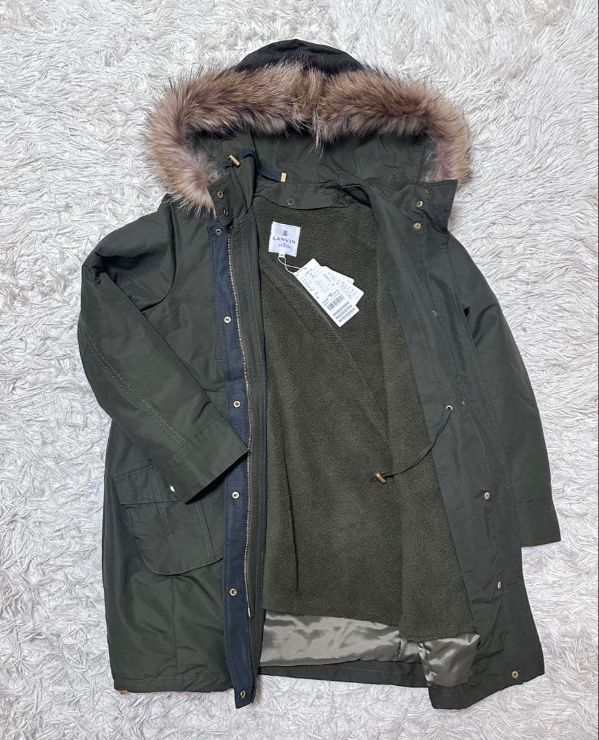 新品未使用タグ付 LANVIN en Bleu ボアライナー付モッズコート 38