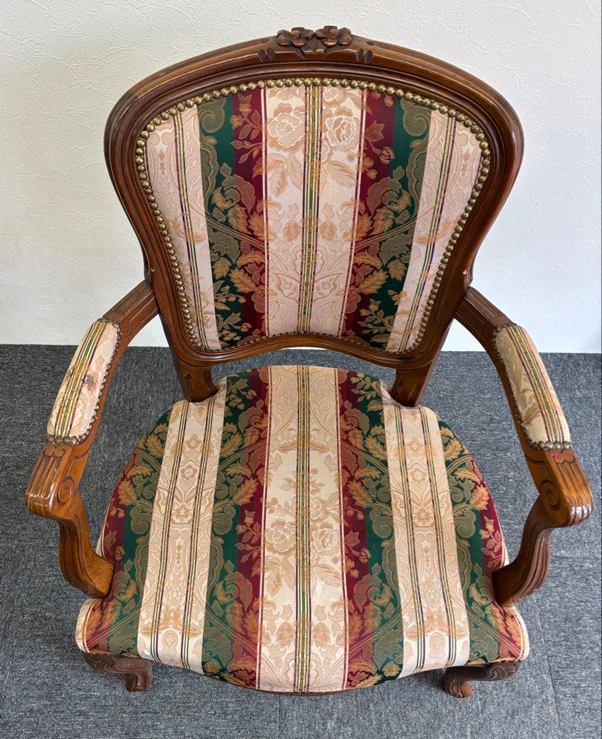 輸入家具 アンティークチェア 猫脚 クラシックスタイル 多色布張り椅子①