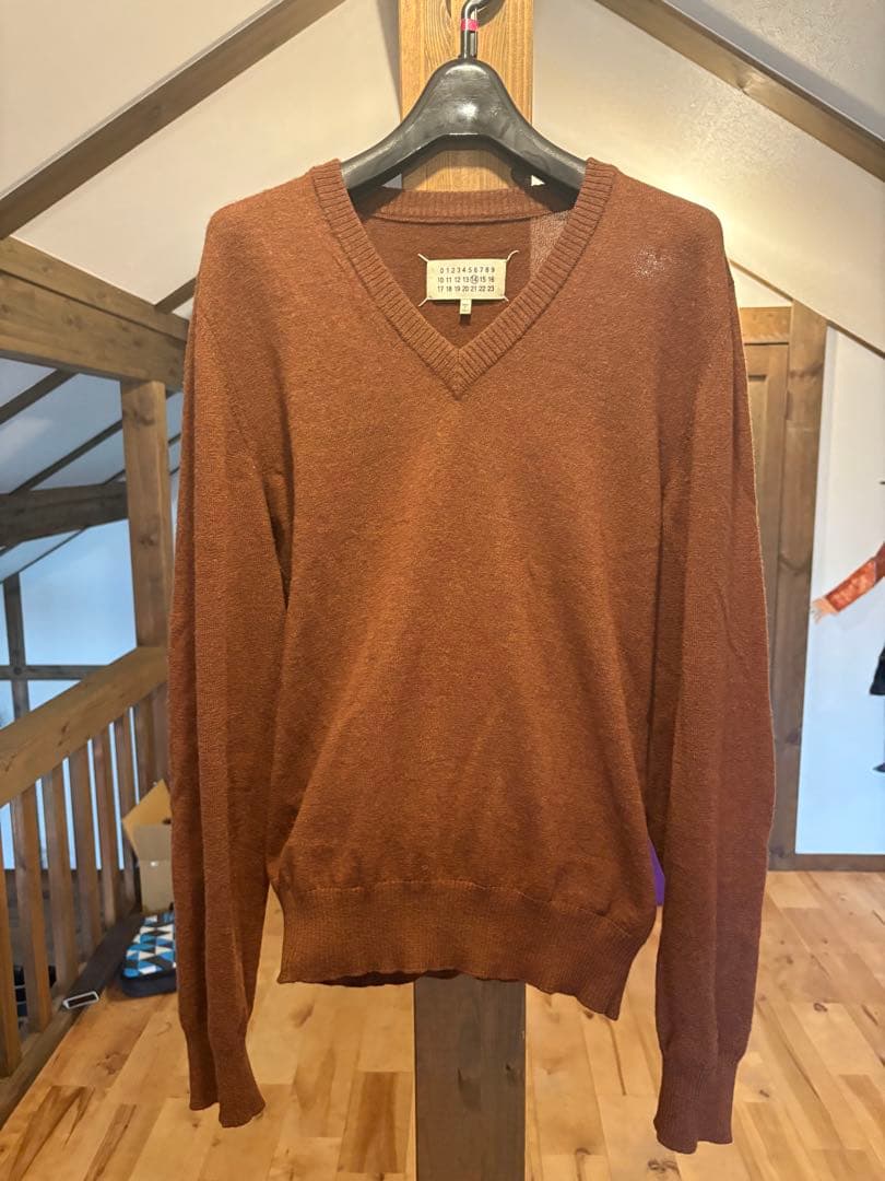 maison margiela セーター　ブラウン　エルボーパッチ
