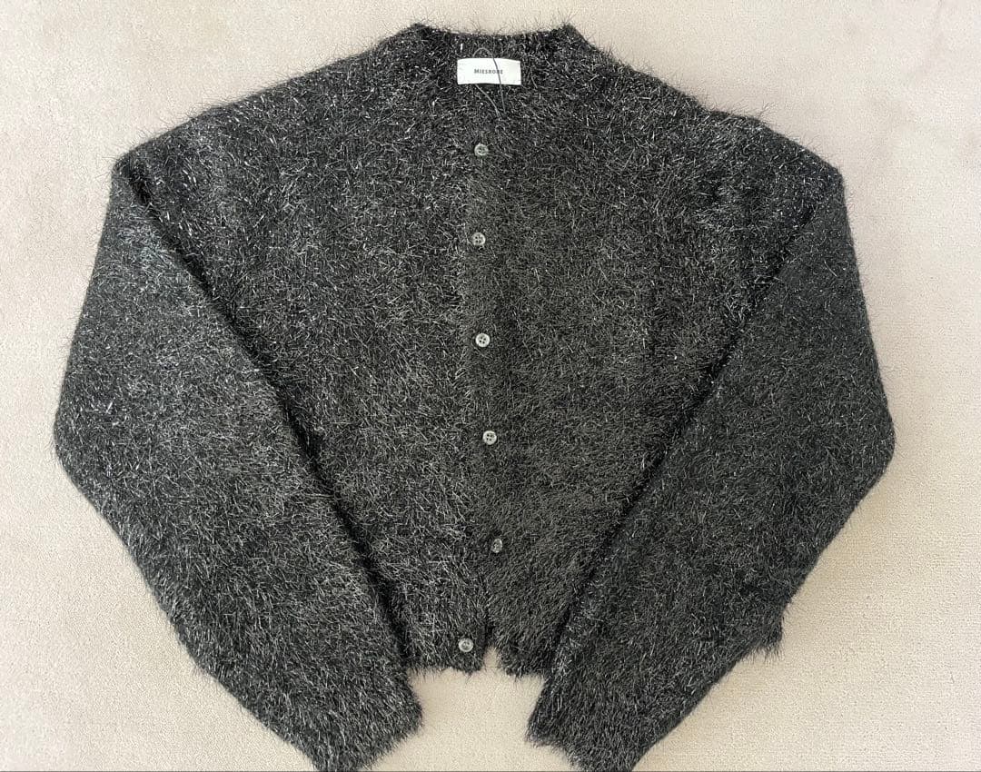 お値下げ　新品　MIESROHE ミドルゲージラメシャギーカーディガン　ブラック