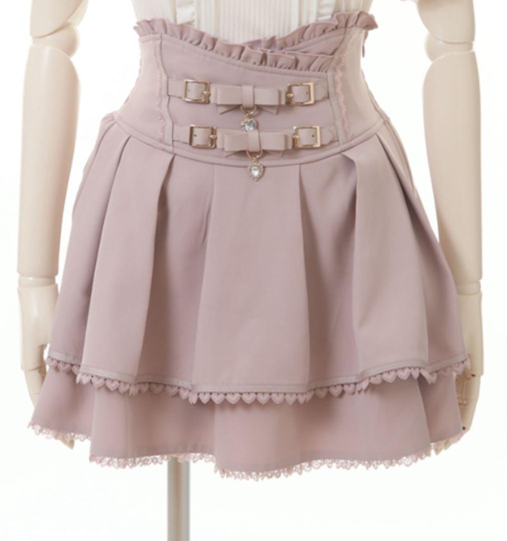 LIZLISA ピンク 2連リボンベルトスカパン スカート Lサイズ