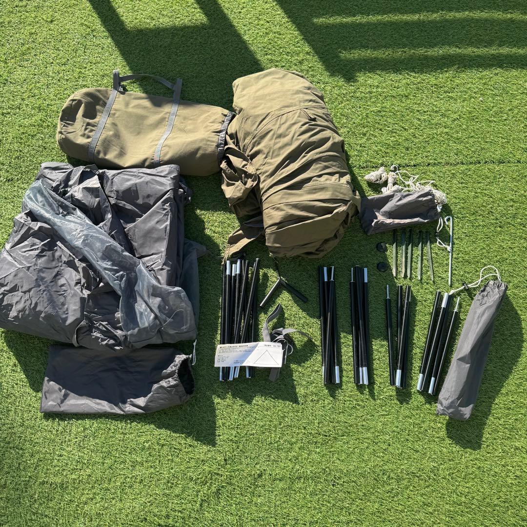美品　バンドック ソロベースEX 二股ポール付き　カーキ