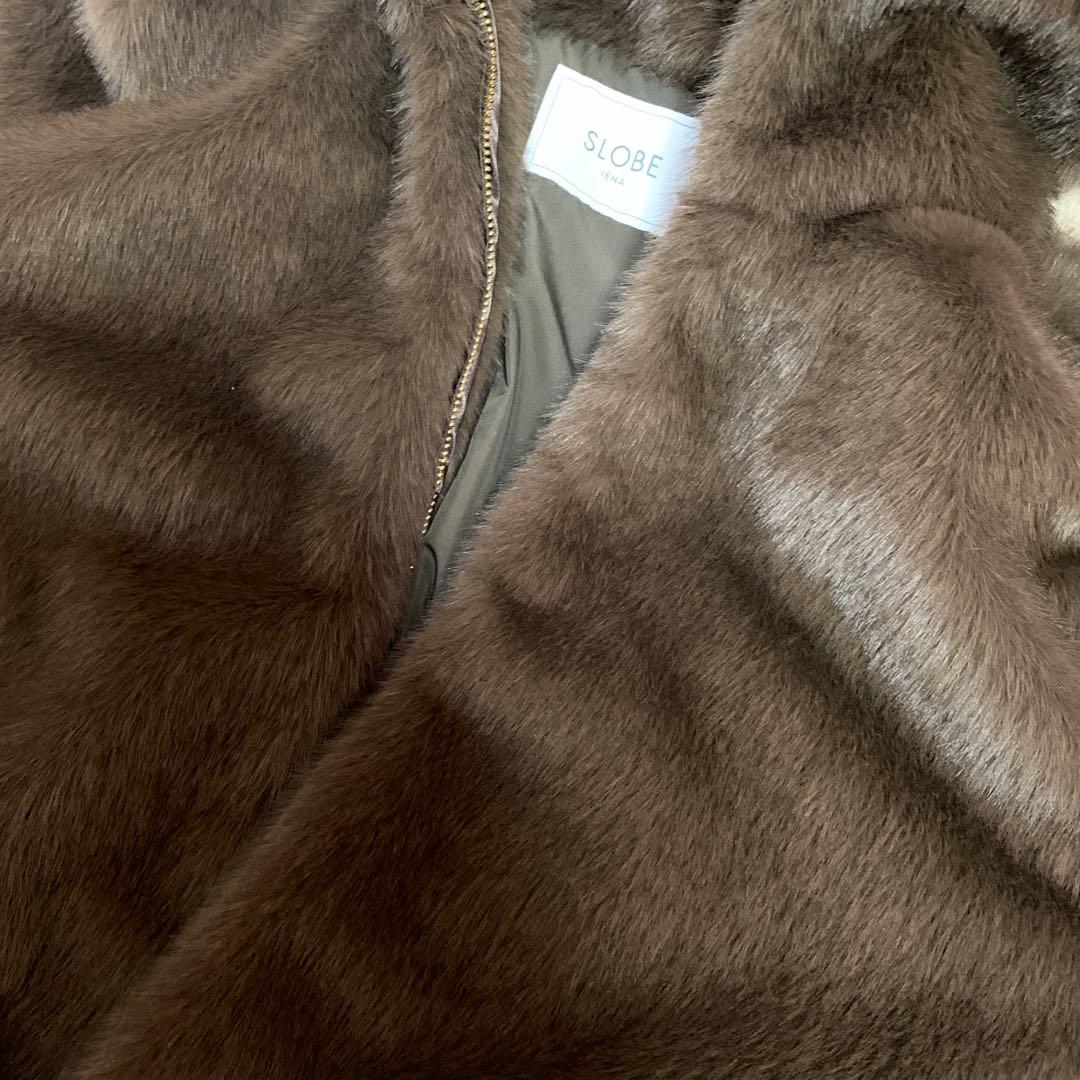 スローブイエナ　フェイクファーフードブルゾン　ブラウン