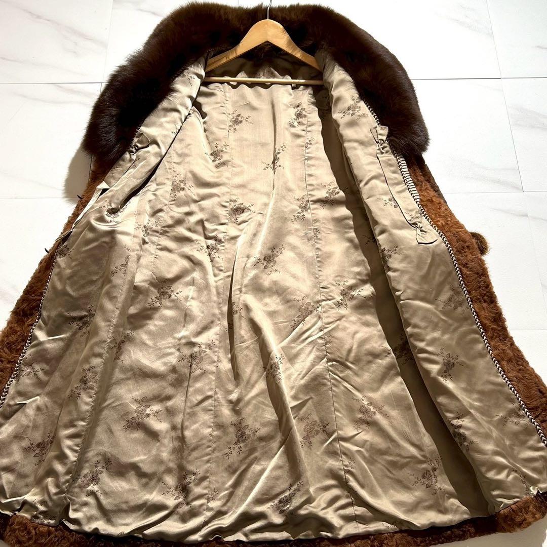 デザイン性◎デミバフミンク アストラカン カラーフォックス ロングコート