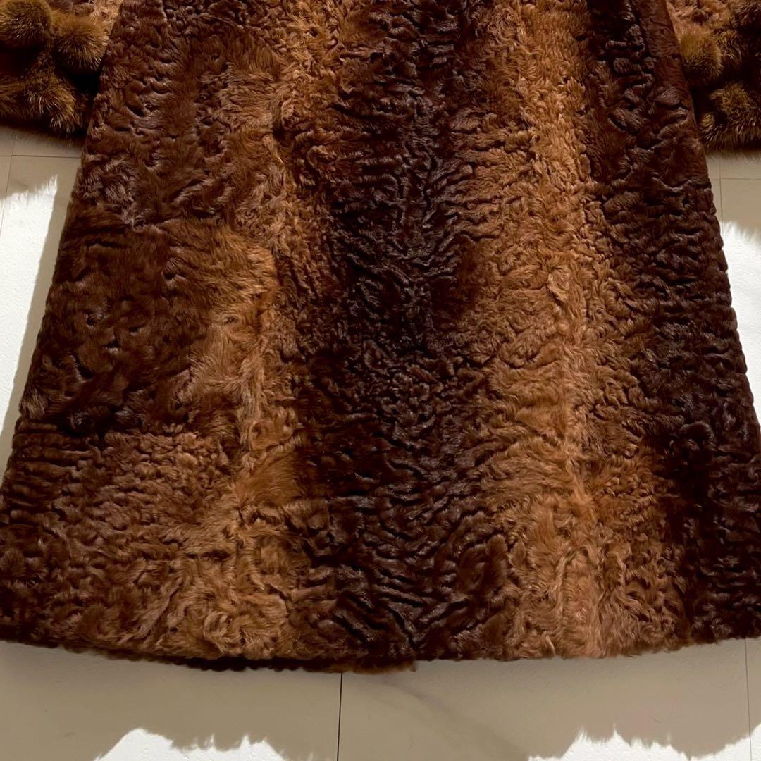 デザイン性◎デミバフミンク アストラカン カラーフォックス ロングコート