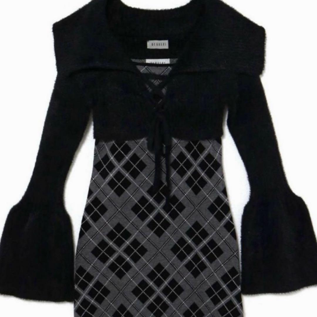 BUBBLES バブルス レースアップニットワンピース