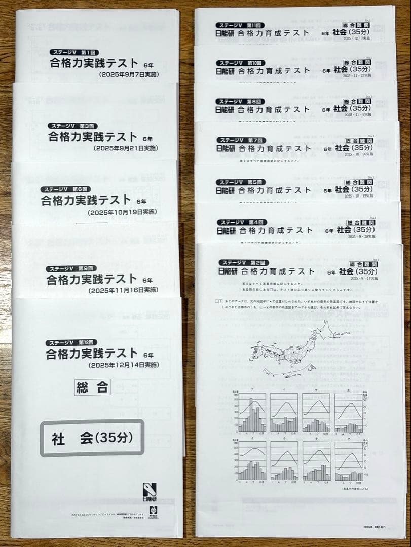 【最新】日能研 6年 後期 合格力実践テスト 合格力育成テスト 小6 2025年