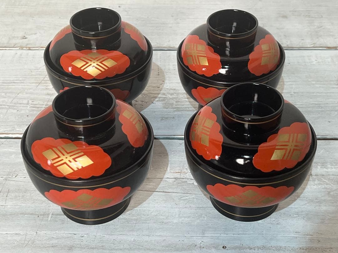 し*す様 秀衡塗漆器 漆塗り 蓋付き お椀 セット