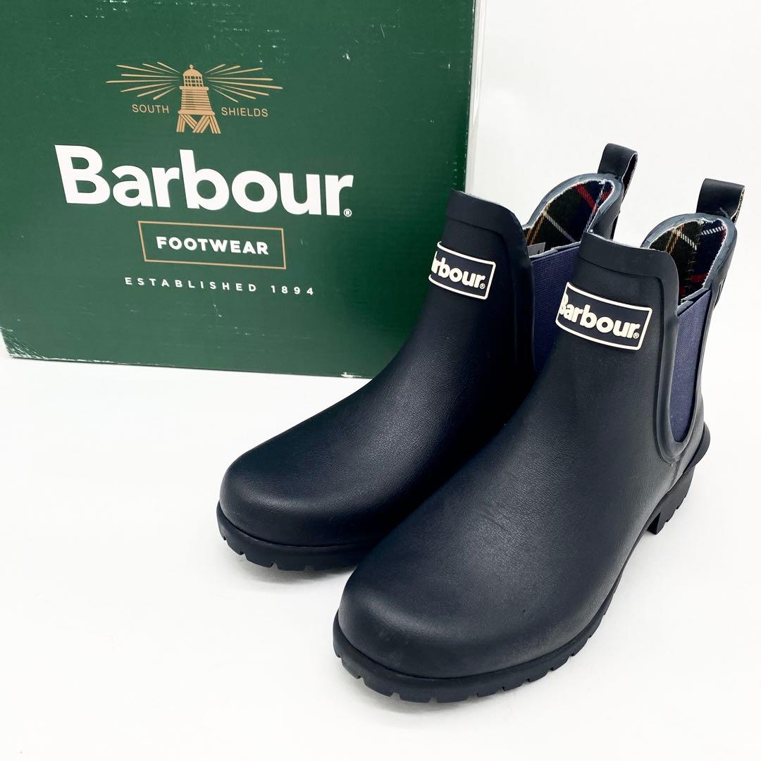 A16492 未使用級 バブアー サイドゴア レインブーツ ネイビー UK4